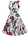 ACEVOG Women Elegant Vintage Evening Cocktail Party Midi Dress,Red,Large