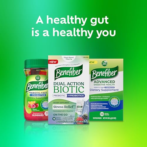 BENEFIBER DUAL ACTION BIOTIC PLUS STRESS RELIEF, 18 COUNT STICK PACKS