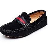 Shenn Boys Girls Cute Strap Slip-On Comfortable Dress Suede Leather Loafer Flats