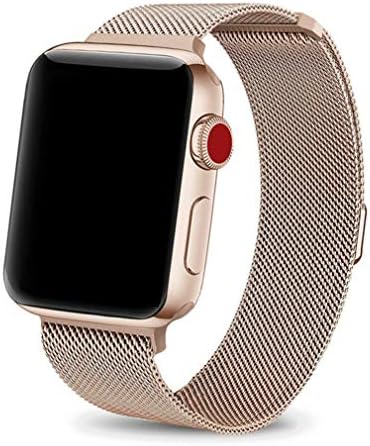 OROBAY Compatible with iWatch Band 42mm 44mm, Stainless Steel Milanese Loop with Magnetic Closure Replacement Band Compatible with Apple Watch Series 4 Series 3 Series 2 Series 1, Rose Gold