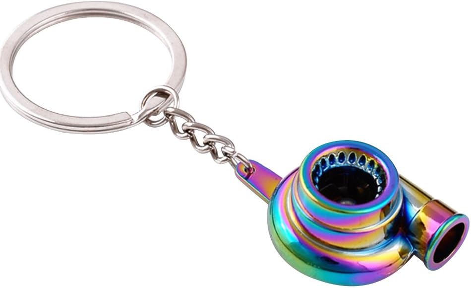 ReFaXi Whistle Sound Silver Turbocharger Metal Key Chain Key Ring (Rainbow)