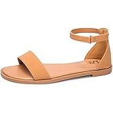 LM Women's Flat Sandals Open Toe One Band Ankle Strap Sandals Casual Summer Flat Sandals