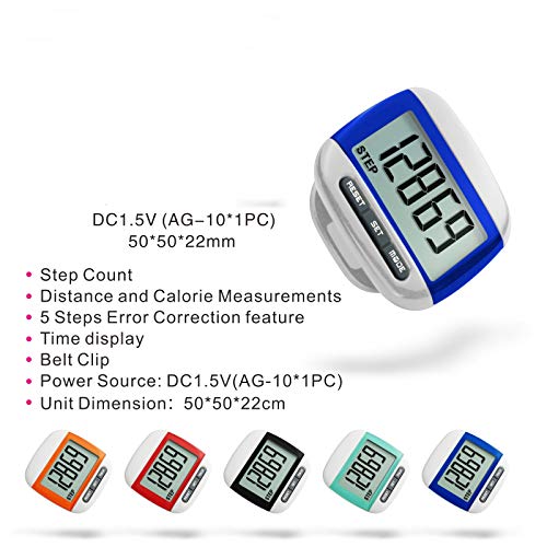 ZUZU Simple Step Counter Portable Walking 3D Pedometer with Carabiner Clip for Men/Women/Pets,C