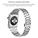 SWEES Stainless Steel Metal Bands Compatible with iWatch 42mm 44mm Series 6 Series 5 Series 4, Series 3, Series 2, Replacement Ultra Thin Slim Link with Metal Clasp, Silver