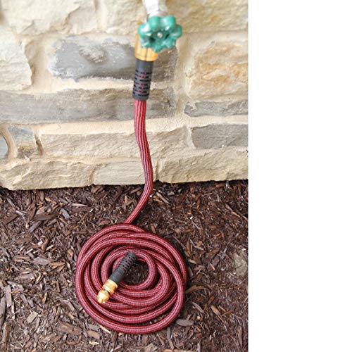Pure Expandable Garden Hose 50' with Spray Nozzle Best Expanding Retractable Water Pipe for Garden Lawn Zero Kink Red Line