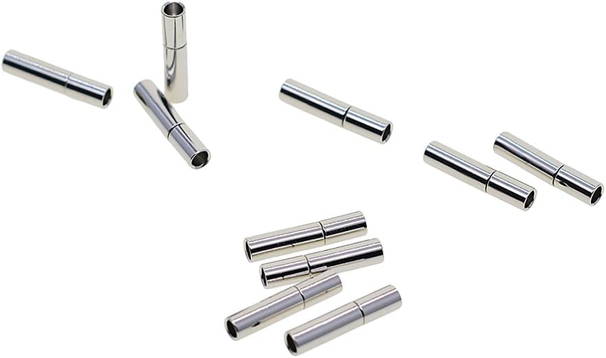 D DOLITY 10 Set of 2mm Magnetic Clasp Chain Closure Magnetic Bayonet Clasps for Bracelet Necklace Leather Bracelet Bangle Making Accessories - Silver, 14x3mm