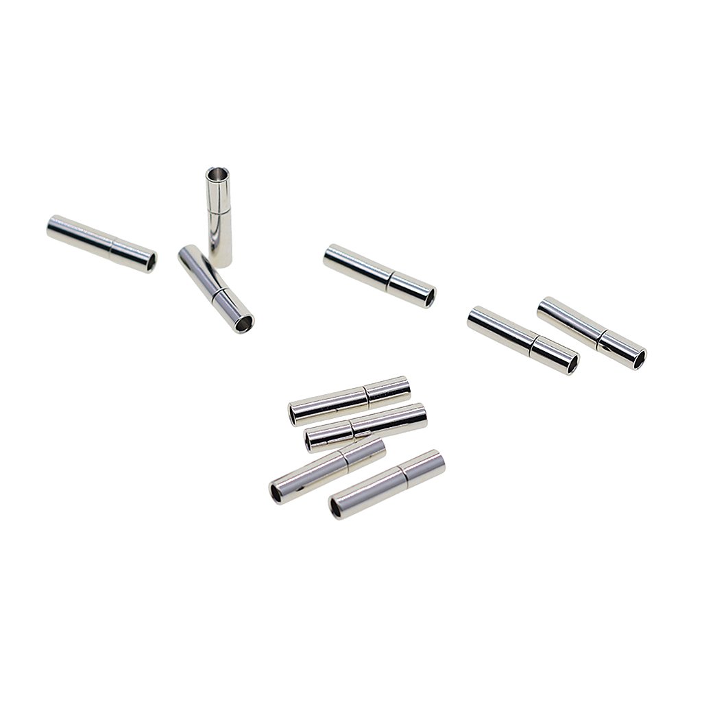 D DOLITY 10 Set of 2mm Magnetic Clasp Chain Closure Magnetic Bayonet Clasps for Bracelet Necklace Leather Bracelet Bangle Making Accessories - Silver, 14x3mm