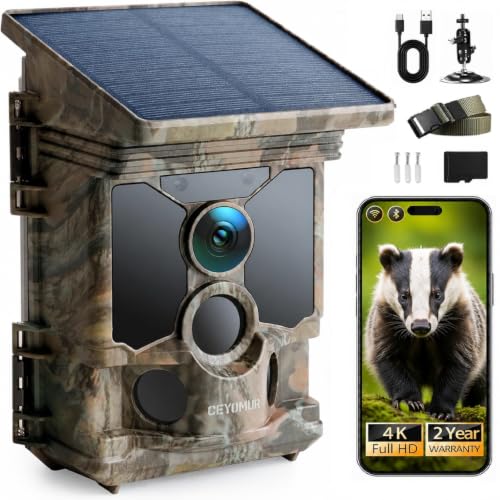 CEYOMUR Solar Wildkamera mit Handyübertragung App, 4K 68MP Wildkamera WLAN