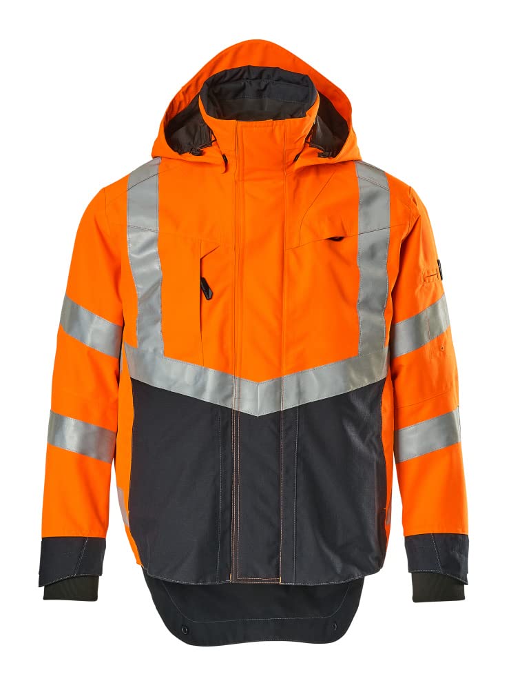 Mascot 15501-231-14010 Harlow Safe Supreme Waterproof Class 3 Outer Shell Jacket, Size 4XL, Hi-Vis Orange/Dark Navy