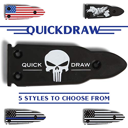 QuickDraw Magnetic Gun Mount (Skull) for Vehicle Home Office 35lb Rated Gun Magnet Holder Holster Safety Rack Accessory HQ Rubber Coated Bullet Shaped Neodymium Magnet Handgun Firearm Pistol Shotgun