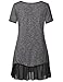 Timeson Tunic Shirt, Women's Short Sleeve Round Neck Legging Tops Flowy Chiffon Hem Mid-Length Tshirt Dresses Dark Grey X-Large