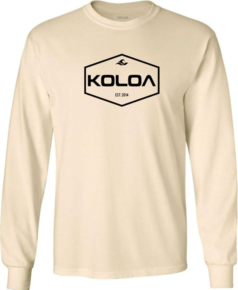 Joe's USA Koloa Surf Long Sleeve Hexagon Logo Heavy Cotton T-Shirts. Regular, Big & Tall