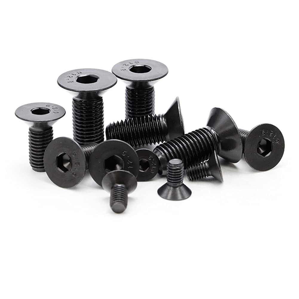 ANSIEDIO M5 Hex Socket Countersunk Machine Screws Bolts, Black High Tensile Alloy Steel Allen Bolts, M5×20mm,20 pcs