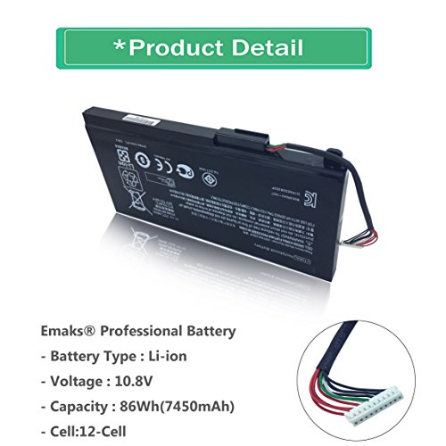 Emaks VT06XL Battery VT06 VT06086XL for HP Envy TPN-I103 17-3000 17t-3000 Series,P/N:HSTNN-DB3F HSTNN-IB3F 657240-151 657240-171 657240-251 657240-271 657503-001 996TA008H -10.8V 86Wh(7450mAh) 12-Cell