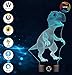 3D Optical Illusion Night Light - 7 LED Color Changing Lamp - Cool Soft Light Safe For Kids - Solution For Nightmares - Tyrannosaurus Rex Dinosaur