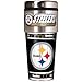NFL Pittsburgh Steelers Metallic Travel Tumbler, Stainless Steel and Black Vinyl, 16-Ounce