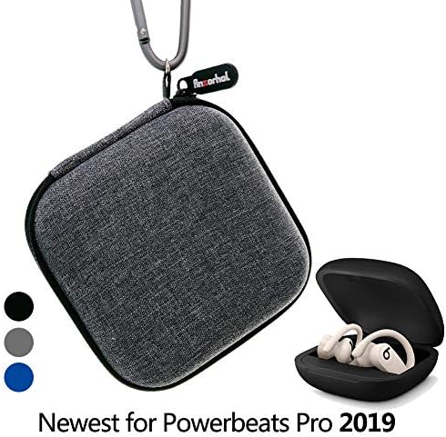 All Protection Carrying case for Powerbeats Pro 2019, Anti-lost & Shockproof, Carabiner with Wrist Strap Design,the Newest Case Design for Powerbeats Pro 2019 (Grey)