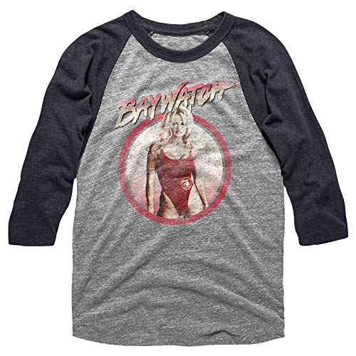 Baywatch Tv Vintage Adult 3/4 Sleeve Raglan Shirt XL