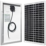 HQST 30 Watts 12 Volts Monocrystalline Solar Panel for DC 12V Battery Charging and Any Other Off Grid Applications (30Watt)