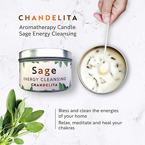 CHANDELITA-Aromatherapy-Candle-Scented-with-Pure-Sage-for-Home-Blessing-and-Energy-Sage-Leaves-with-Soy-Wax-for-Purification-Relaxation-Meditation-and-Chakra-Healing