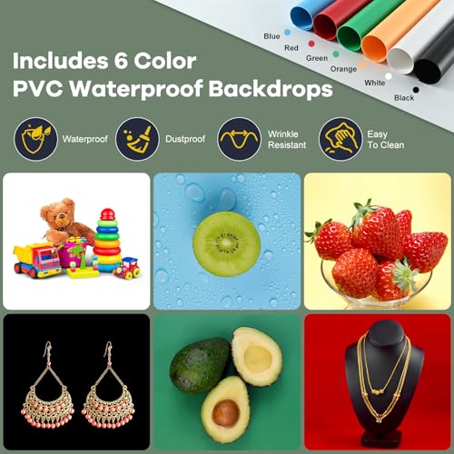 Lightdow Light Box Photography, 40CM/16"x16" Portable Photo Box Booth with 120 LED Lights Dimmable & 6 Backdrops, Mini Shooting Tent Kit for Small Product, Jewelry