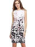 Floerns Women's Floral Print Sleeveless Split Cocktail Party Bodycon Dress (XX-Large, Black White)