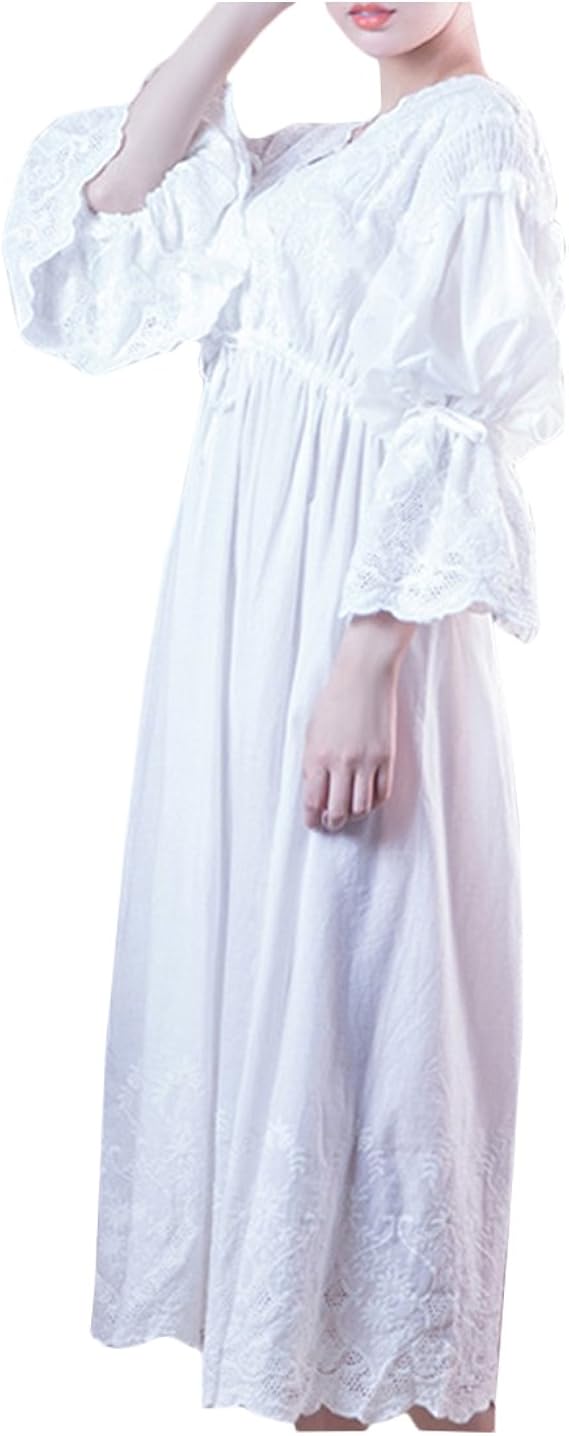 Amazon Ly Vv ネグリジェ ルームウェア 姫系 部屋着 寝間着 Vネック ナイトウェア ロング丈 パジャマ 寝巻き 宮廷スタイル 可愛い 大きいサイズ ルームワンピース ネグリジェ 通販