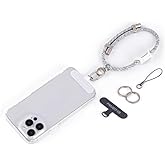 project-cb Cell Phone Wrist Strap 1, Tether Tab 2,Key Ring×2,Adjustable Phone Wristlet Strap 20cm-40cm,Hand Lanyard,Keychain(FoggyBlack-S)