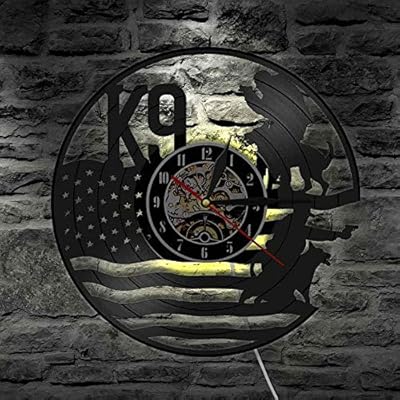 Wall Clock Ø³Ø§Ø¹Ø© ÙØ­Ø§Ø¦Ø· K9 Police N Military Dog Wall Art Decoraitve Wall Light With American Flag Vinyl Record Wall Clocks Cop Gift Police Office Decor Buy Online At Best Price In