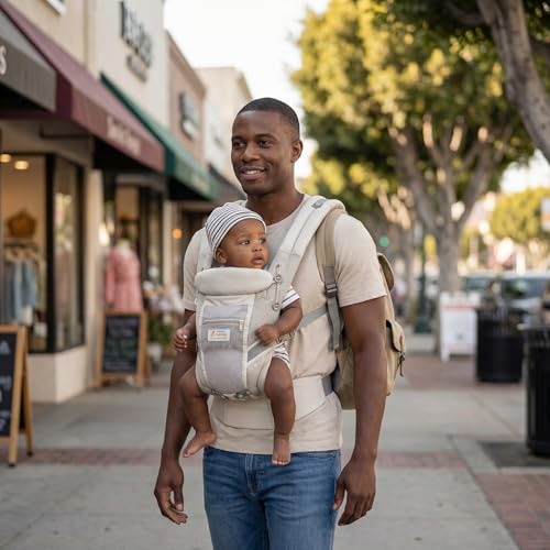 Baby Carrier for Newborn to Toddler,Infant Carrier 4-in-1 Adjustable Baby Wrap with Lumbar Support, Baby Chest Carrier All-Day Comfort, 7–66 lbs ，Natural Cotton 3 Layer Baby Muslin Square Wipes