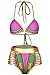 Sundray Pink African Tribal Printed 2PCS Bikini Sets Metallic Cutout Beachwear for Women S