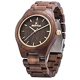 Men's Wooden Watch, Sentai Handmade Vintage Quartz Watches, Natural Wooden Wrist Watch