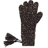 Hatsandscarf CC Exclusives Women Knit Tesseled Glove (CG-33 MIX) (BLACK)