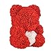 AZXU Rose Bear - Rose Teddy Bear on Every -Flower Bear Perfect for Anniversary's - Clear Gift Box Included! 12 Inche (red)