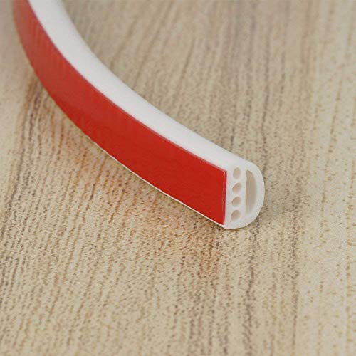 Professional Doors Windows Seal Strip Multi-Hole Design Silicone Self-Adhesive Insulation Rubber Anti-Collision Soundproof Waterproof Dustproof Windproof(D Type 6M, White)