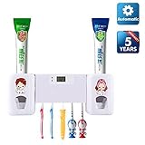 Luvan C5 Automatic Toothpaste Dispenser with Toothbrush Holder Set,Available for 5 Toothbrushes,for both Adults and Children,White