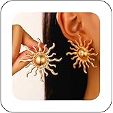 VacaonioBoho Big Sun Earrings Gold Sunshine Stud Earrings Metal Sun Stud Earrings Exaggerated Sunburst Earrings Jewelry for Women