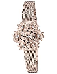 anne klein Mujeres AK   3176rgcv Swarovski vidrio acentuado Floral cubierto Rose Gold-tone reloj de pulsera de malla