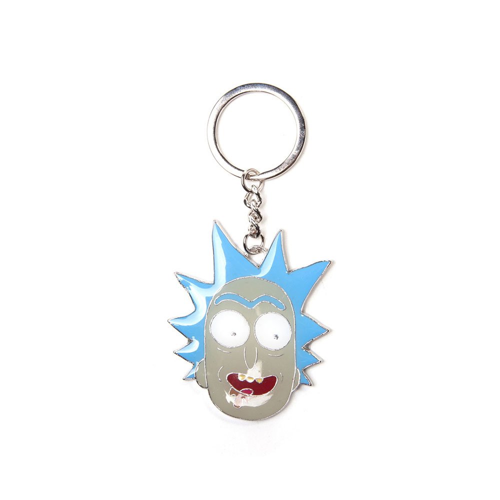 Bioworld Rick and Morty Rick Big Face Pendant Metal Keychain, One Size, Blue/Grey (Ke081213Rmt) Keyring, 16 cm, Multi