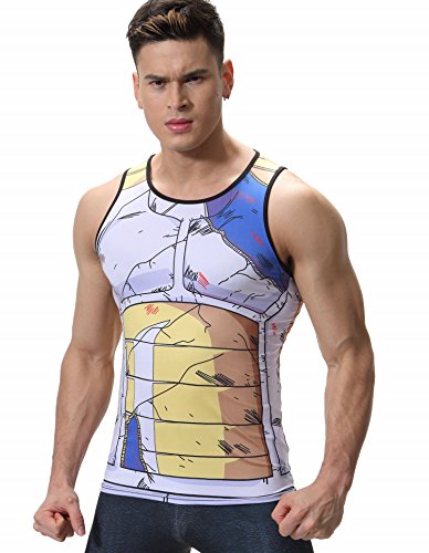 Red Plume Men's 3D Compression Shirt Skin Tight Anime Printing Vest (XXL, Anime)