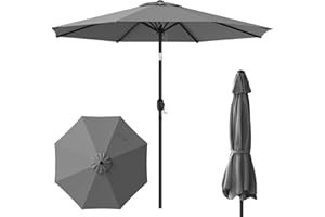 Ordfingo 9 FT Outdoor Patio Umbrella, Parasol de Patio, Patio Table Umbrella Deck Umbrella, UV Protection, with Tilt Button a