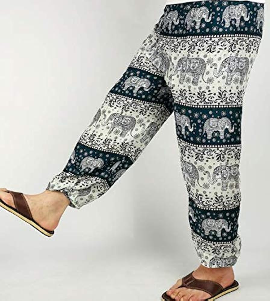 Amazon 象柄 サルエルパンツ アラジンパンツ エスニック柄 レーヨン