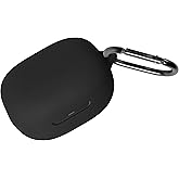 Geiomoo Silicone Case for SHOKZ OpenFit 2+ T921, Soft Flexible Scratch Resistant Protective Cover with Carabiner (Black)