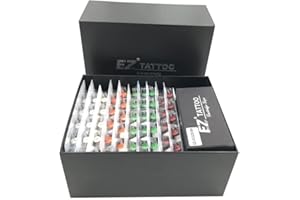 EZTAT2 EZ Tattoo Cartridge Needles Assorted - 100Pcs Mixed (3RL 5RL 7RL 9RL 7RS 9RS 9M1 7RM 9RM) Standard Bugpin Tattoo Needles Cartridges for Tattoo Machine Gun - Revolution