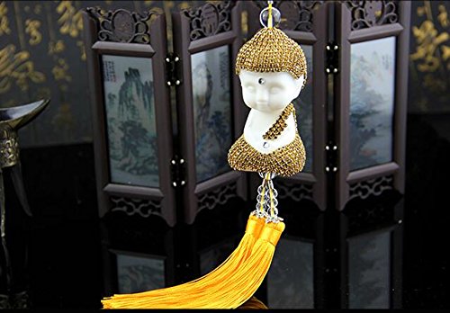 Fashion Car Mirror Pendant Car Interior Decor Buddha Hanging Ornament Car Interior Decoration Car Accessories (Gold)