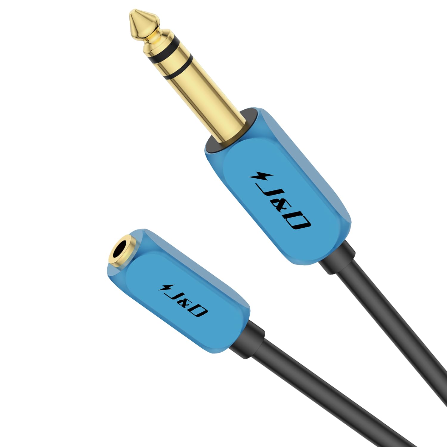 J&D 1/4 inch to 3.5 mm Headphone Adapter, 3.5 mm 1/8 inch TRS Female to 6.35 mm TRS Male Stereo Audio Extension Cable with Heavy Duty Aluminum Alloy Shell, 0.9 Meter