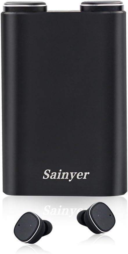 Sainyer True Wireless Headphones,True Bluetooth Earbud with Charging case, 36Hrs Playtime, Mini Twins Stereo Headphones for iPhone,Android Phones-Super Easy Pair(Black)