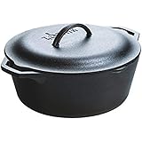 Lodge Pre-Seasoned Dutch Oven With Loop Handles and Cast Iron Cover, 7 Quart, Black