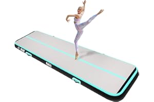 Naice Inflatable Air Gymnastics Mat, Training Tumbling Mat, 10ft/13ft/16ft/20ft Tumble Tracks 4/8in Thickness Air Training Mats with Electric Air Pump for Indoor/Gym/Outdoor/Yoga/Water/School Use