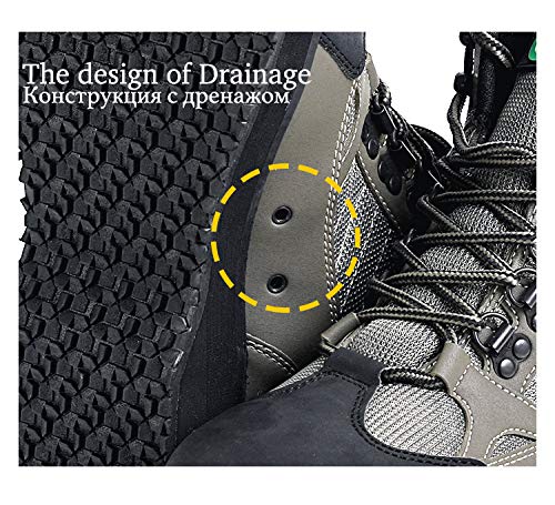 NEYGU Men&Women Breathable Quick-Dry Wading Shoes for Fishing and Hunting with Rubber Sole, Used for Neoprene Stocking Foot Wader (11) - Thumbnail 3